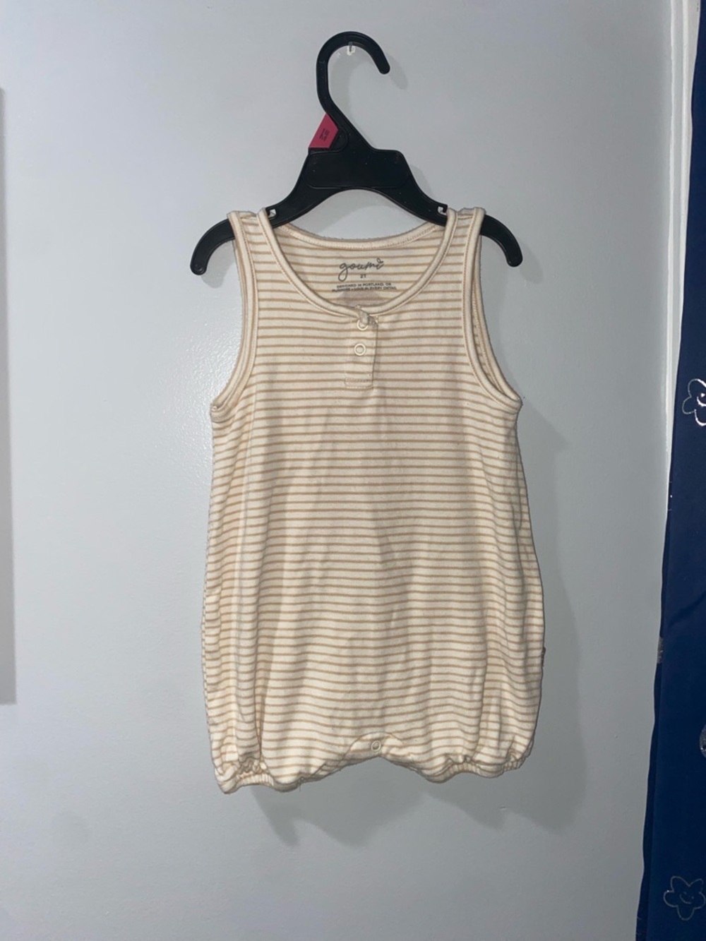 Goumi Cream and Beige Striped Sleeveless Romper
